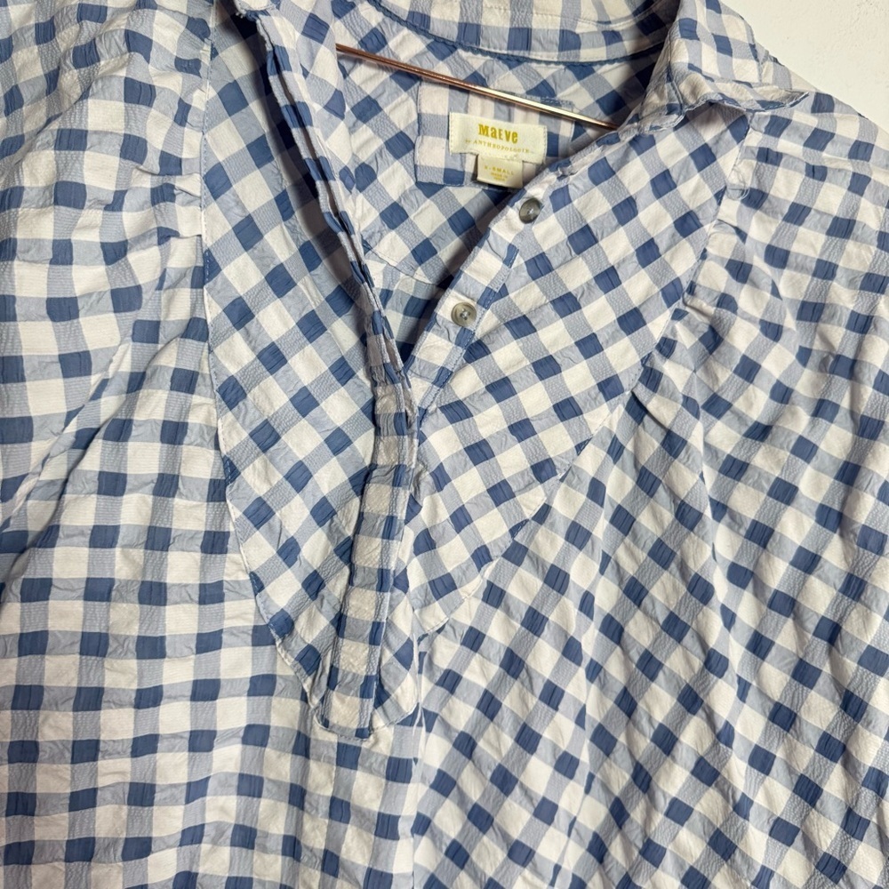 Anthropologie Blue and White Gingham Mini Dress - Picture 4 of 10